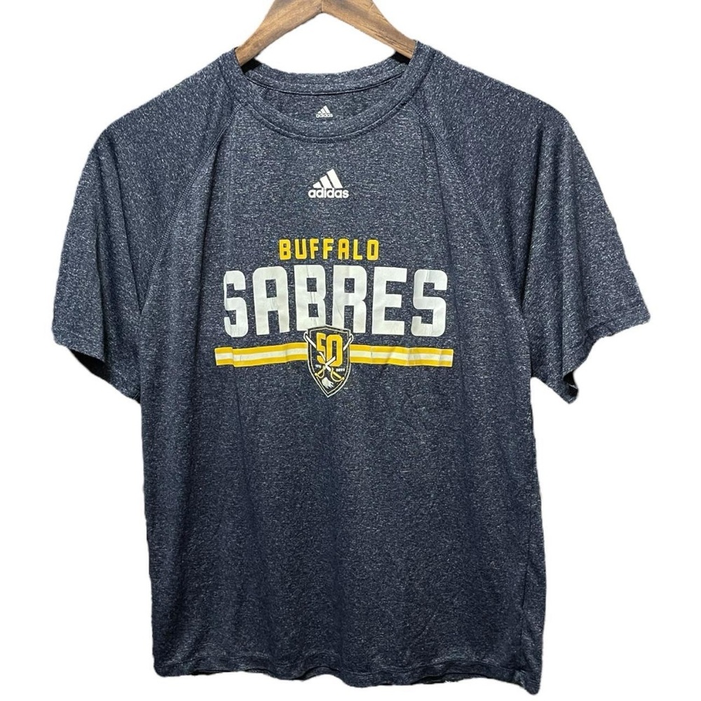 Buffalo Sabres NHL hockey play connected short sleeve crewneck pro sports shirt